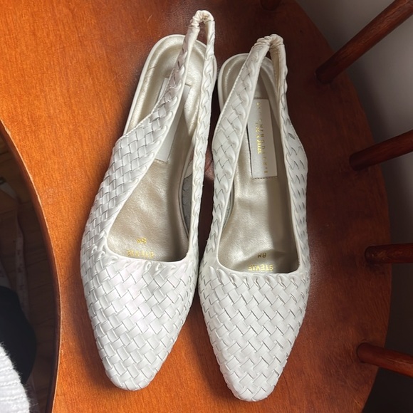Bloomingdale’s Stevie White Woven Leather Sling-backs Size 8 - Picture 7 of 12